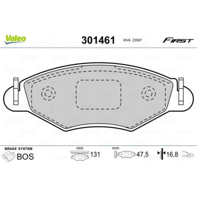 Valeo | Bremsbelagsatz, Scheibenbremse | 301461