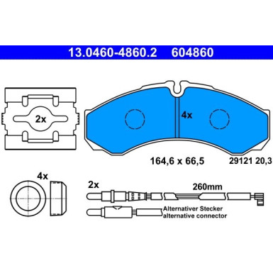 ATE | Bremsbelagsatz, Scheibenbremse | 13.0460-4860.2