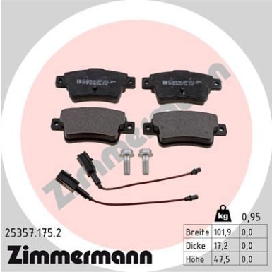 Zimmermann | Bremsbelagsatz, Scheibenbremse | 25357.175.2