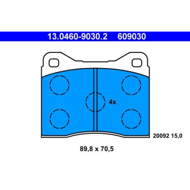 ATE | Bremsbelagsatz, Scheibenbremse | 13.0460-9030.2