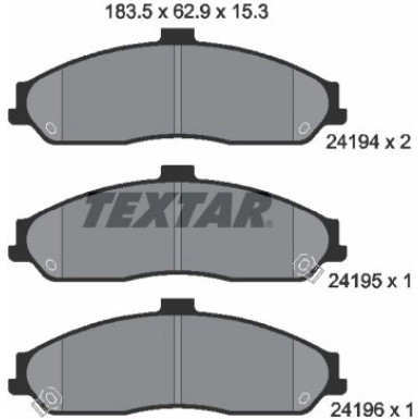 Textar | Bremsbelagsatz, Scheibenbremse | 2419401