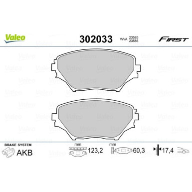 Valeo | Bremsbelagsatz, Scheibenbremse | 302033