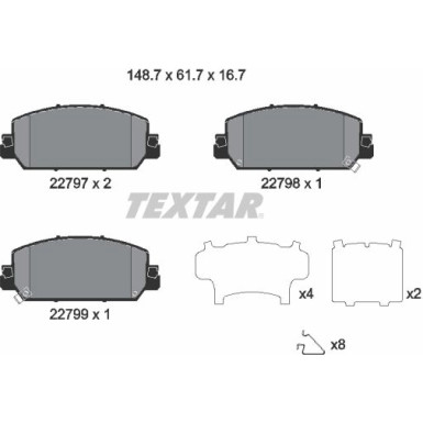 Textar | Bremsbelagsatz, Scheibenbremse | 2279701