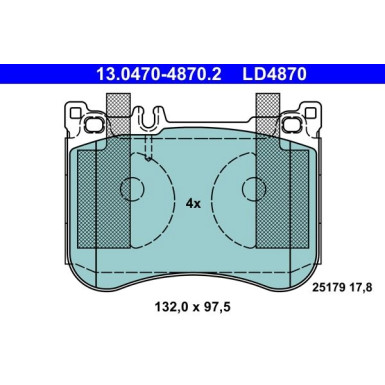 ATE | Bremsbelagsatz, Scheibenbremse | 13.0470-4870.2