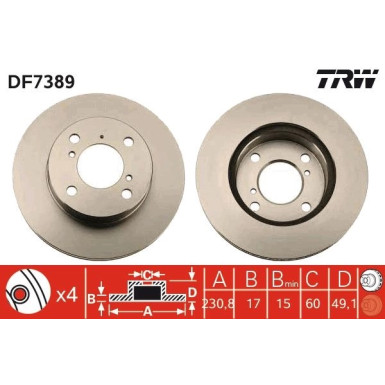 TRW | Bremsscheibe | DF7389