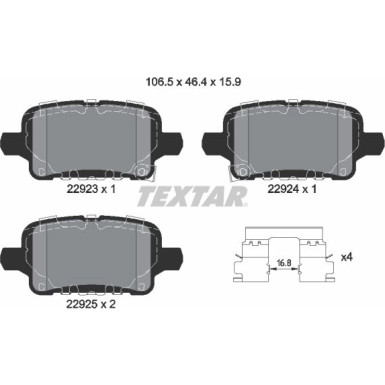 Textar | Bremsbelagsatz, Scheibenbremse | 2292301