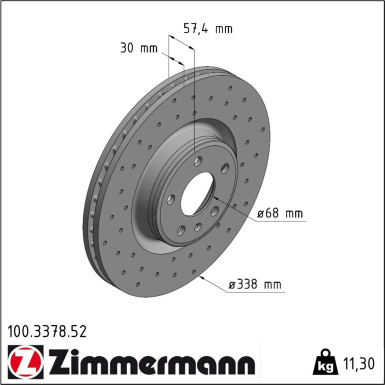 100.3378.52 ZIMMERMANN Bremsscheibe Ø338 SPORT COAT Z