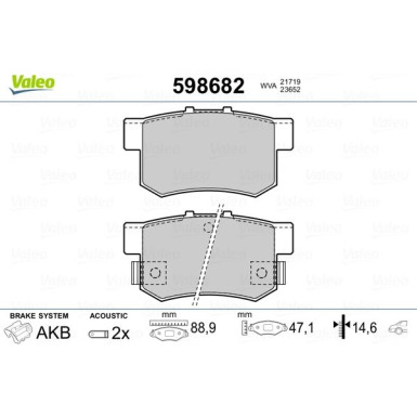 Valeo | Bremsbelagsatz, Scheibenbremse | 598682