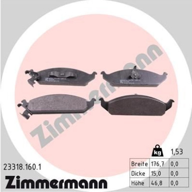 Zimmermann | Bremsbelagsatz, Scheibenbremse | 23318.160.1