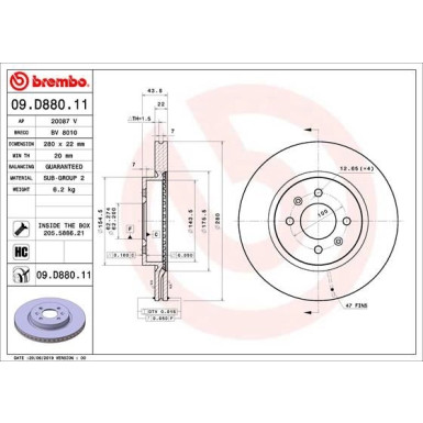 Brembo | Bremsscheibe | 09.D880.11