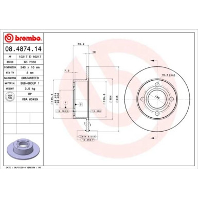 Brembo | Bremsscheibe | 08.4874.14