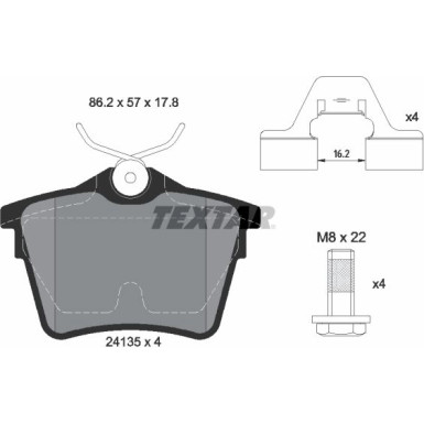 Textar | Bremsbelagsatz, Scheibenbremse | 2413501