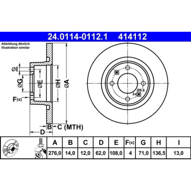 ATE | Bremsscheibe | 24.0114-0112.1