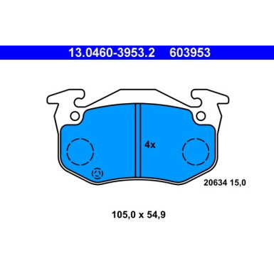 ATE | Bremsbelagsatz, Scheibenbremse | 13.0460-3953.2