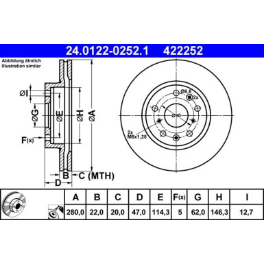 ATE | Bremsscheibe | 24.0122-0252.1