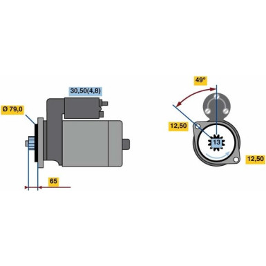 BOSCH 0 001 153 009 Anlasser 12V, 2,2kW, Zähnez.: 13, 50, 30, links, Ø 79 mm