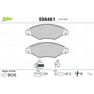 Valeo | Bremsbelagsatz, Scheibenbremse | 598461