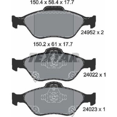 Textar | Bremsbelagsatz, Scheibenbremse | 2495201
