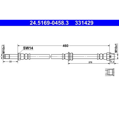 ATE | Bremsschlauch | 24.5169-0458.3