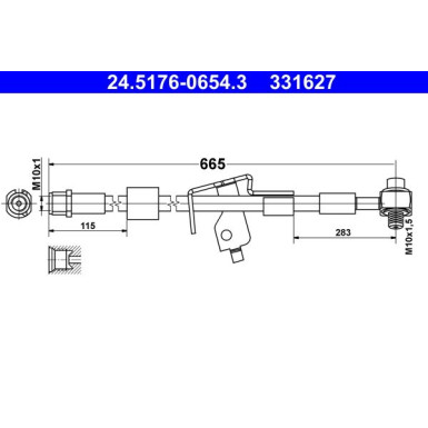 ATE | Bremsschlauch | 24.5176-0654.3