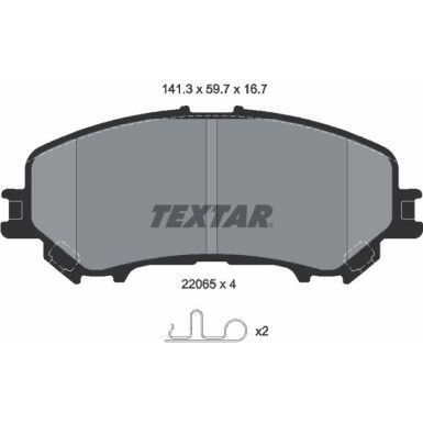 Textar | Bremsbelagsatz, Scheibenbremse | 2206503