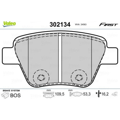 Valeo | Bremsbelagsatz, Scheibenbremse | 302134