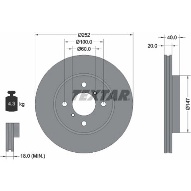 Textar | Bremsscheibe | 92292903