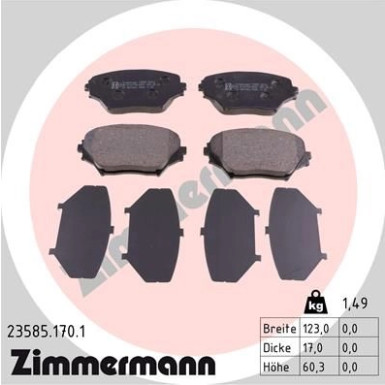 Zimmermann | Bremsbelagsatz, Scheibenbremse | 23585.170.1