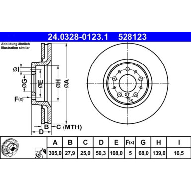 ATE | Bremsscheibe | 24.0328-0123.1