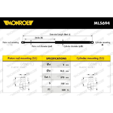 Monroe | Gasfeder, Koffer-/Laderaum | ML5694