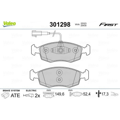 Valeo | Bremsbelagsatz, Scheibenbremse | 301298