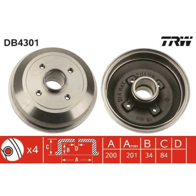 TRW | Bremstrommel | DB4301