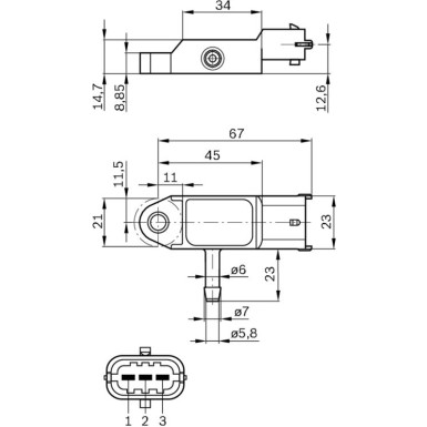 BOSCH | Sensor, Ladedruck | 0 281 002 593