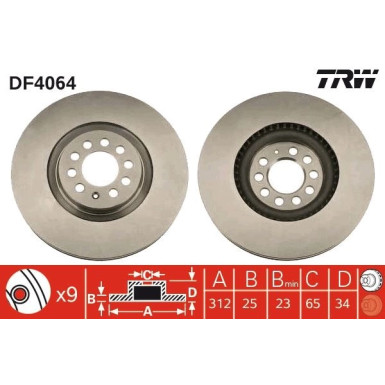 TRW | Bremsscheibe | DF4064