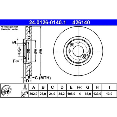 ATE | Bremsscheibe | 24.0126-0140.1