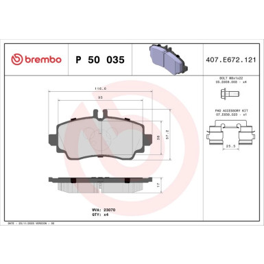 Brembo | Bremsbelagsatz, Scheibenbremse | P 50 035