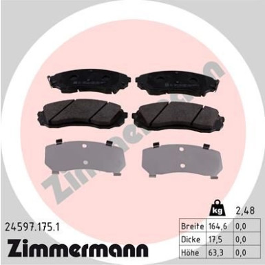 Zimmermann | Bremsbelagsatz, Scheibenbremse | 24597.175.1