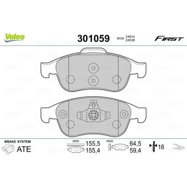 Valeo | Bremsbelagsatz, Scheibenbremse | 301059