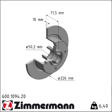 Zimmermann | Bremsscheibe | 600.1094.20