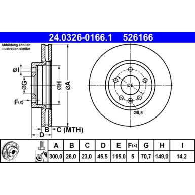 ATE | Bremsscheibe | 24.0326-0166.1