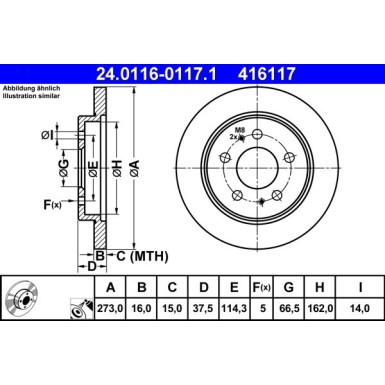 ATE | Bremsscheibe | 24.0116-0117.1