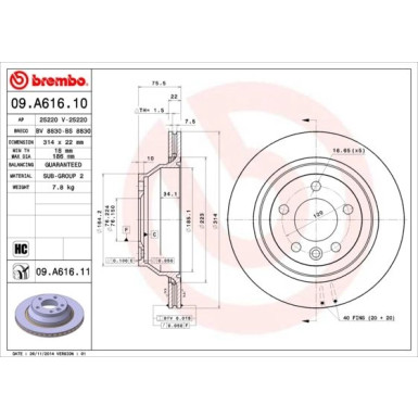 Brembo | Bremsscheibe | 09.A616.11