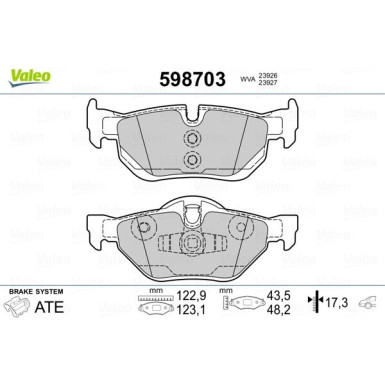 Valeo | Bremsbelagsatz, Scheibenbremse | 598703