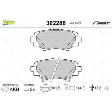 Valeo | Bremsbelagsatz, Scheibenbremse | 302288