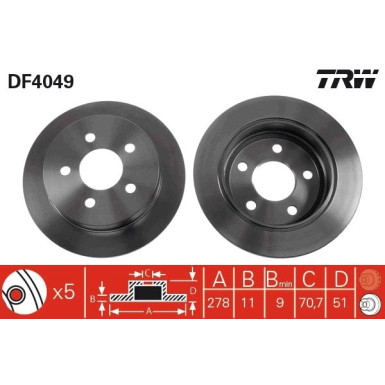 TRW | Bremsscheibe | DF4049