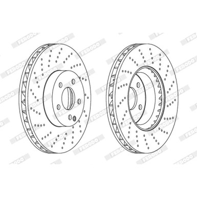 FERODO DDF1694C-1 Bremsscheibe 322mm für MERCEDES-BENZ C-Klasse, E-Klasse gelocht/innenbel., beschichtet