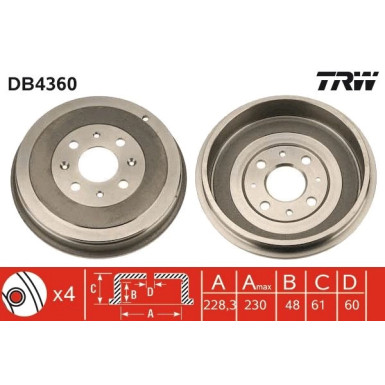 TRW | Bremstrommel | DB4360