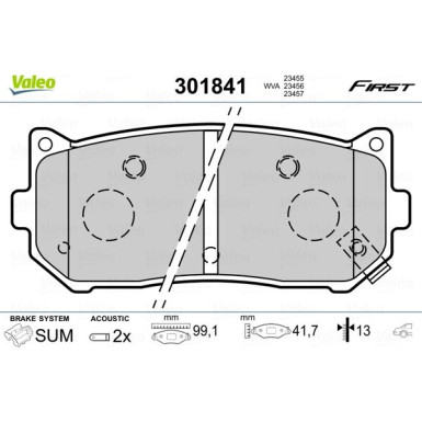 Valeo | Bremsbelagsatz, Scheibenbremse | 301841