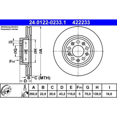 ATE | Bremsscheibe | 24.0122-0233.1