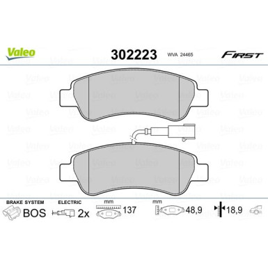 Valeo | Bremsbelagsatz, Scheibenbremse | 302223